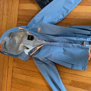 The North Face Gray and Blue Jacket with Orange Lining